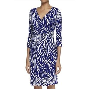🦓 DIANE VON FURSTENBERG Purple Zebra Print Wrap Dress